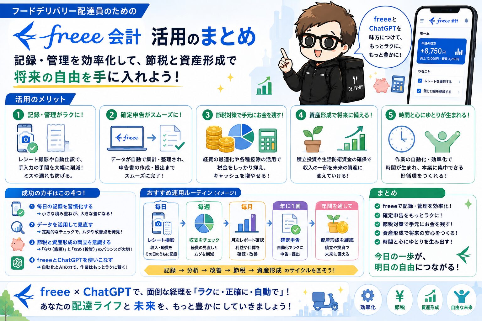 freee会計とChatGPTで確定申告準備を整えるイメージ