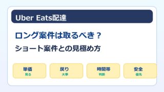 Uber Eats配達のロング案件とショート案件の見極め方をまとめた画像