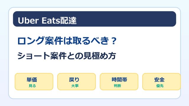 Uber Eats配達のロング案件とショート案件の見極め方をまとめた画像