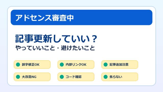 アドセンス審査中に記事更新していいかを解説するアイキャッチ画像