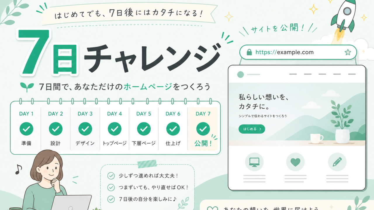 ホームページを作ってみよう7日チャレンジのアイキャッチ