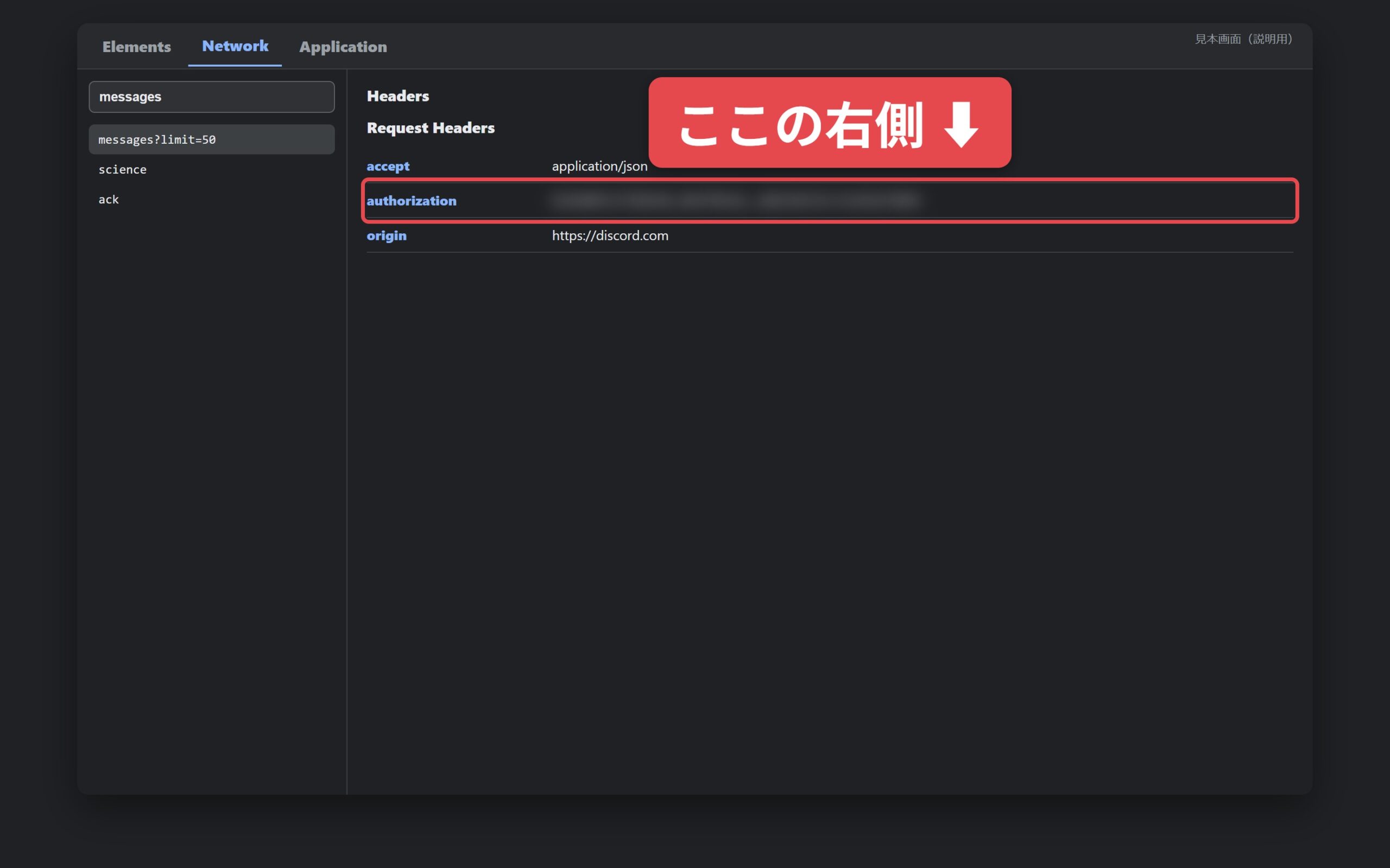 手順15:authorization の右側をコピーする